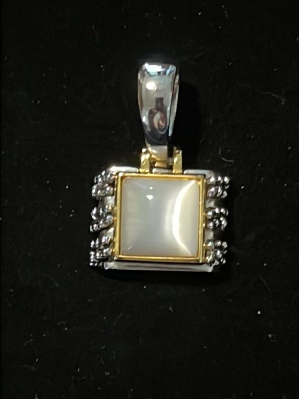 Square White Stone with Detail on the Sides Pendant